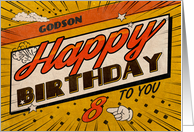 Godson 8th Birthday Comic Book Style card