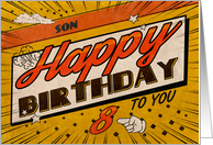 Son 8th Birthday Comic Book Style card