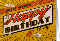 Great Nephew 6th Birthday Comic Book Style card