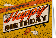 Grandnephew 9th Birthday Comic Book Style card