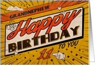 Grandnephew 11th Birthday Comic Book Style card