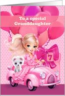 Granddaughter 7th Birthday Pretty Little Girl with Puppy card