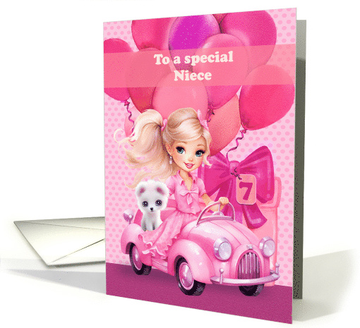 Niece 7th Birthday Pretty Little Girl with Puppy card (1791468)