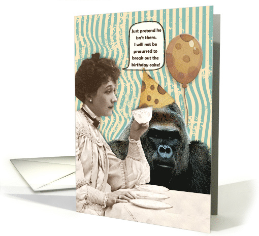 Funny Birthday for Anyone Collage Woman and Gorilla card (1793596)