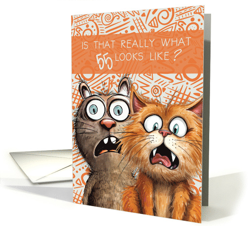 55th Birthday Funny Surprised Cats card (1796248)