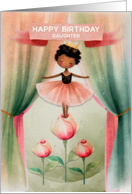 Daughter Birthday Ballerina African American Girl on Stage with Roses card