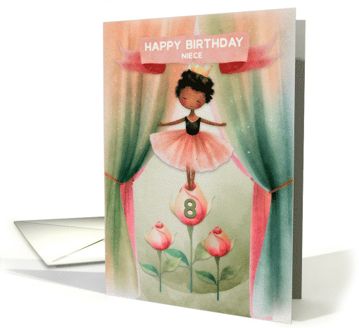 Niece 8th Birthday Ballerina African American Girl on Stage card
