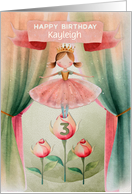 Kayleigh Custom Name 3rd Birthday Ballerina Little Girl on Stage card