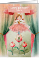 Olivia Custom Name 8th Birthday Ballerina Little Girl on Stage card
