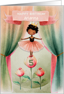 Arianna Custom Name 5th Birthday Ballerina Little Girl on Stage card