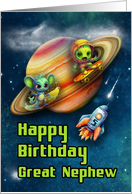Great Nephew 5th Birthday Funny Aliens Skateboarding in Space card