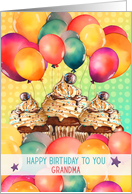 Grandma Birthday Chocolate Cupcakes and Balloons card