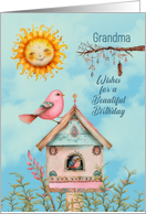 Grandma Birthday Boho Birds and Sun card