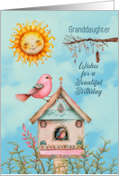 Granddaughter Birthday Boho Birds and Sun card
