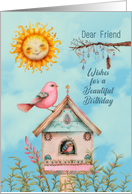 To Friend Birthday Boho Birds and Sun card