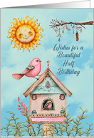 Half Birthday Boho Birds and Sun card