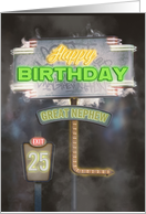Great Nephew 25th Birthday Vintage Road Signs at Night card
