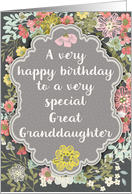 Great Granddaughter Birthday Pretty Pastel Flowers and Frame card