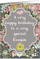 Cousin Birthday Pretty Pastel Flowers and Frame card