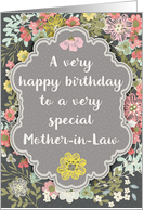 Mother in Law Birthday Pretty Pastel Flowers and Frame card