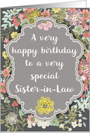 Sister in Law Birthday Pretty Pastel Flowers and Frame card
