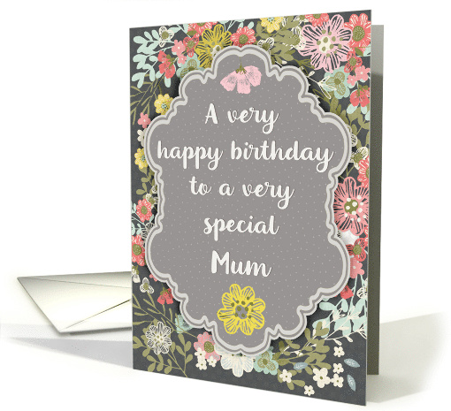 Mum Birthday Pretty Pastel Flowers and Frame card (1836578)
