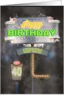 Nephew 40th Birthday Vintage Road Signs at Night card