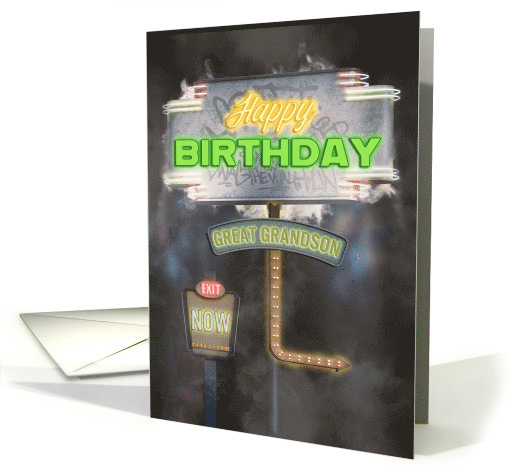 Great Grandson Birthday Vintage Road Signs at Night card (1837602)
