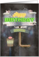 Godson Birthday Vintage Road Signs at Night card