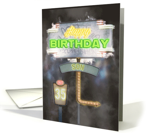 Son 35th Birthday Birthday Vintage Road Signs at Night card (1837672)