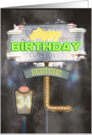 Brother 34th Birthday Birthday Vintage Road Signs at Night card