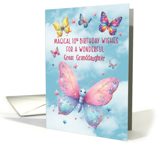 Great Granddaughter 10th Birthday Glittery Effect Butterflies card