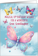 Great Granddaughter 10th Birthday Glittery Effect Butterflies card