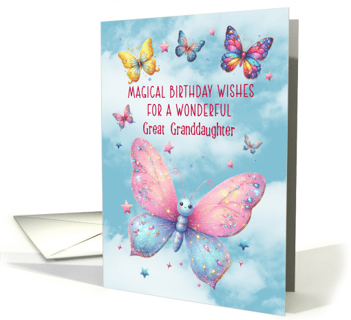 Great Granddaughter Birthday Glittery Effect Butterflies... (1837878)