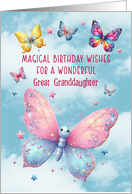 Great Granddaughter Birthday Glittery Effect Butterflies and Stars card
