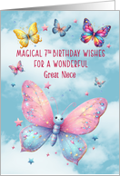 Great Niece 7th Birthday Glittery Effect Butterflies and Stars card