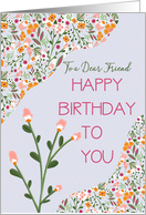 Friend Birthday Whimsical Cheery Flowers Pattern card
