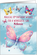 10th Birthday Mckenzie Custom Name Glittery Effect Butterflies card
