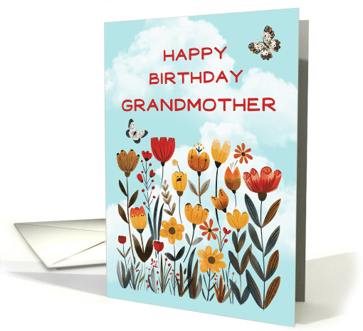 Grandmother Birthday Whimsical Flowers and Butterflies card (1874138)