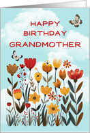 Grandmother Birthday Whimsical Flowers and Butterflies card