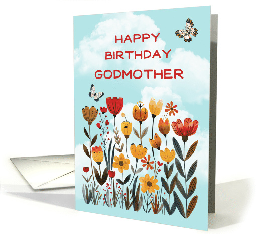 Godmother Birthday Whimsical Flowers and Butterflies card (1874144)