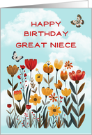 Great Niece Birthday Whimsical Flowers and Butterflies card