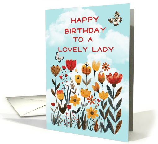 To Woman Birthday Whimsical Flowers and Butterflies card (1874200)