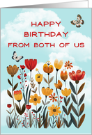 From Both of Us Birthday Whimsical Flowers and Butterflies card