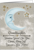 Granddaughter 16th Birthday Blue Crescent Moon and Stars card