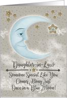Daughter-in-Law 28th Birthday Blue Crescent Moon and Stars card