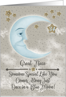 Great Niece 34th Birthday Blue Crescent Moon and Stars card