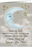 Sister in Law 35th Birthday Blue Crescent Moon and Stars card