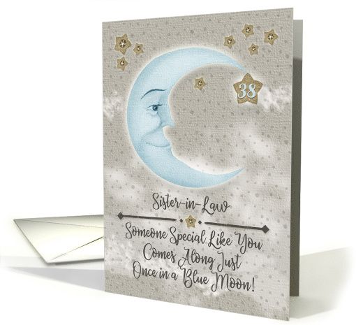 Sister in Law 38th Birthday Blue Crescent Moon and Stars card