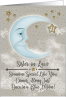 Sister in Law 41st Birthday Blue Crescent Moon and Stars card